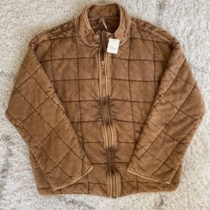 Free people dolman quilted jacket toasted coconut xs nwt